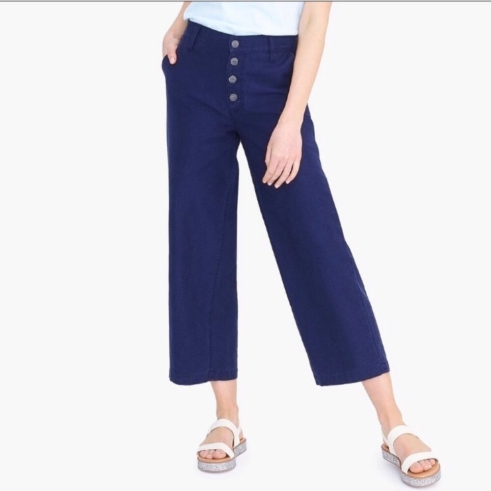 J. Crew Factory Wide Leg Cropped Navy Pants